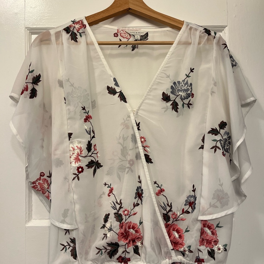 Lucky Brand Sheer Wrap Top